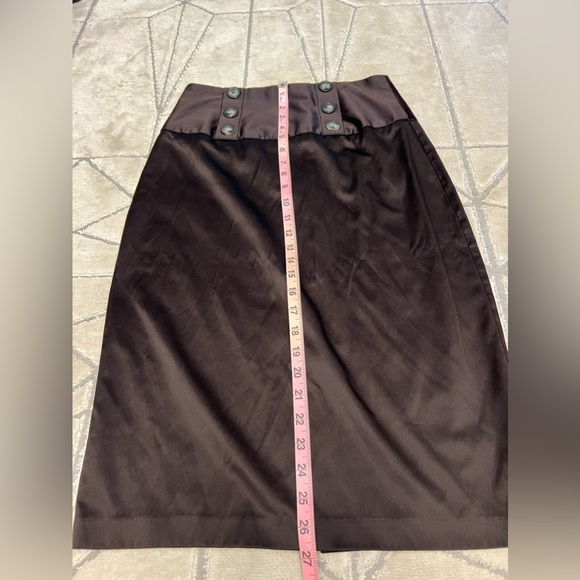 iz byer California brown silk spandex pencil skirt with buttons womens size 9 - Picture 5 of 9